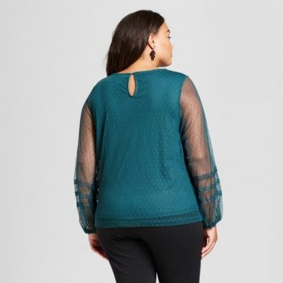 New AVA & VIV Country Green Mesh Blouson Top [D6] - Picture 8 of 8